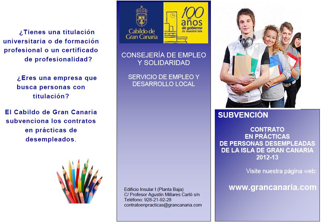 El Cabildo de Gran Canaria subvenciona la contratación de personas con titulación